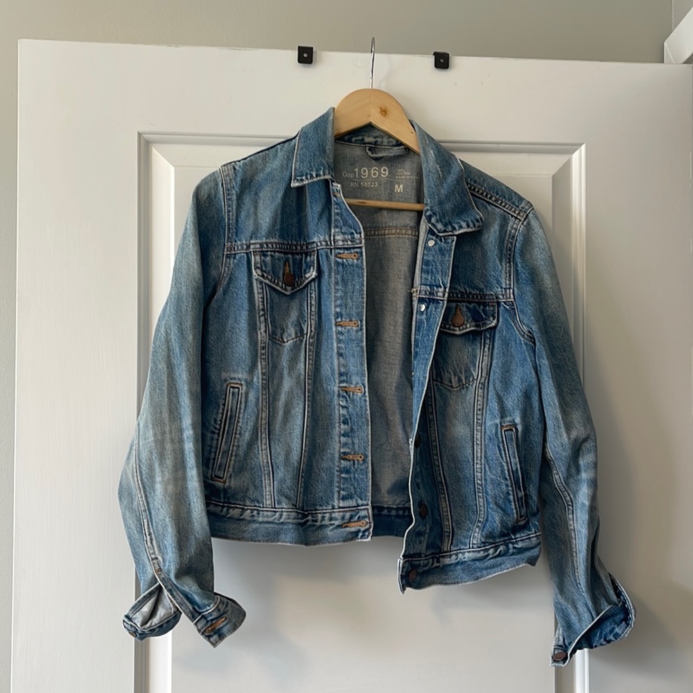 Distressed jean jacket